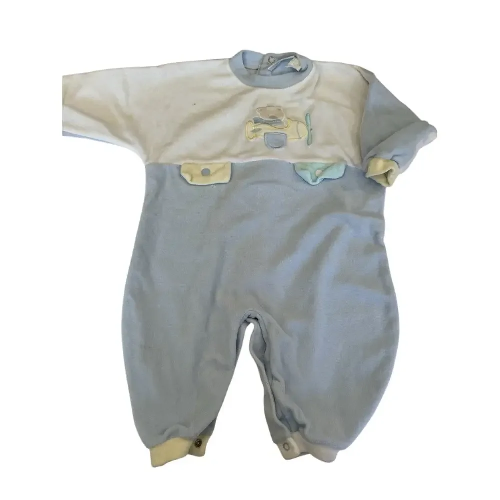 Vintage Baby Boy Clothes Lot 3-9M 90s Buster Brown Miniwear Train Plane 4pc